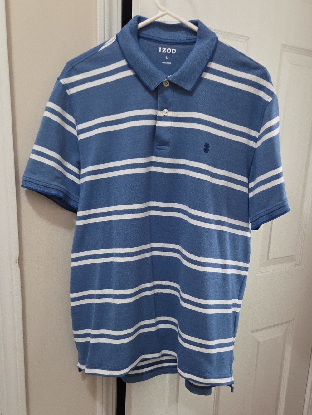 IZOD Men's Blue & White Stripe Polo Shirt